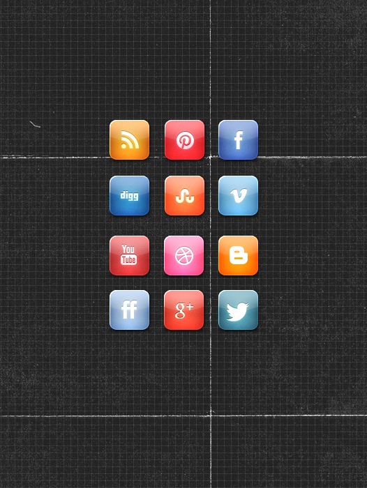 Download Glossy Style Social Media Icon Set Free