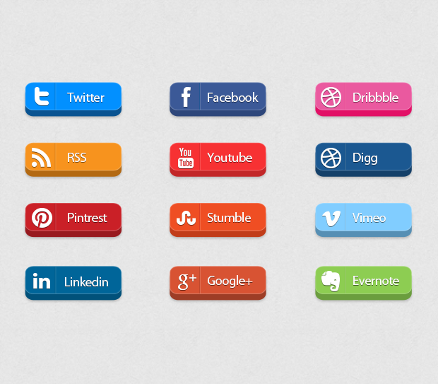 Top 3D Social Media Icon Buttons Free