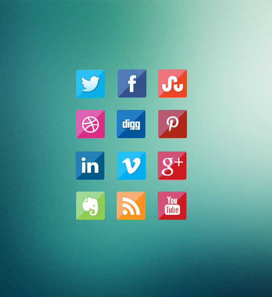 Free Glossy Fade Social Media Icons Designs