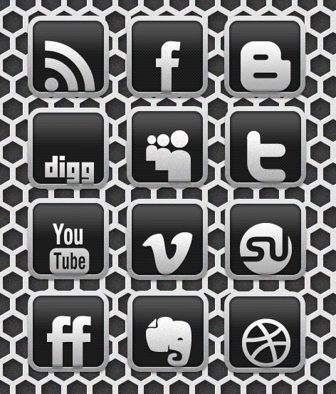 Awesome Carbon Chrome Social Media Icon Set Free