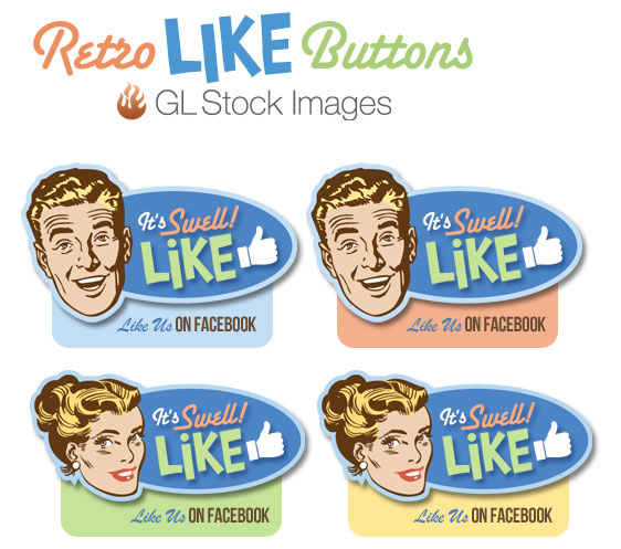 Beautiful Retro Facebook LIKE Buttons Free