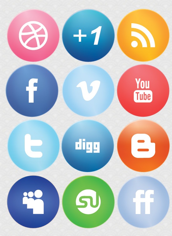 Download Large Glossy Social Media Icons Free